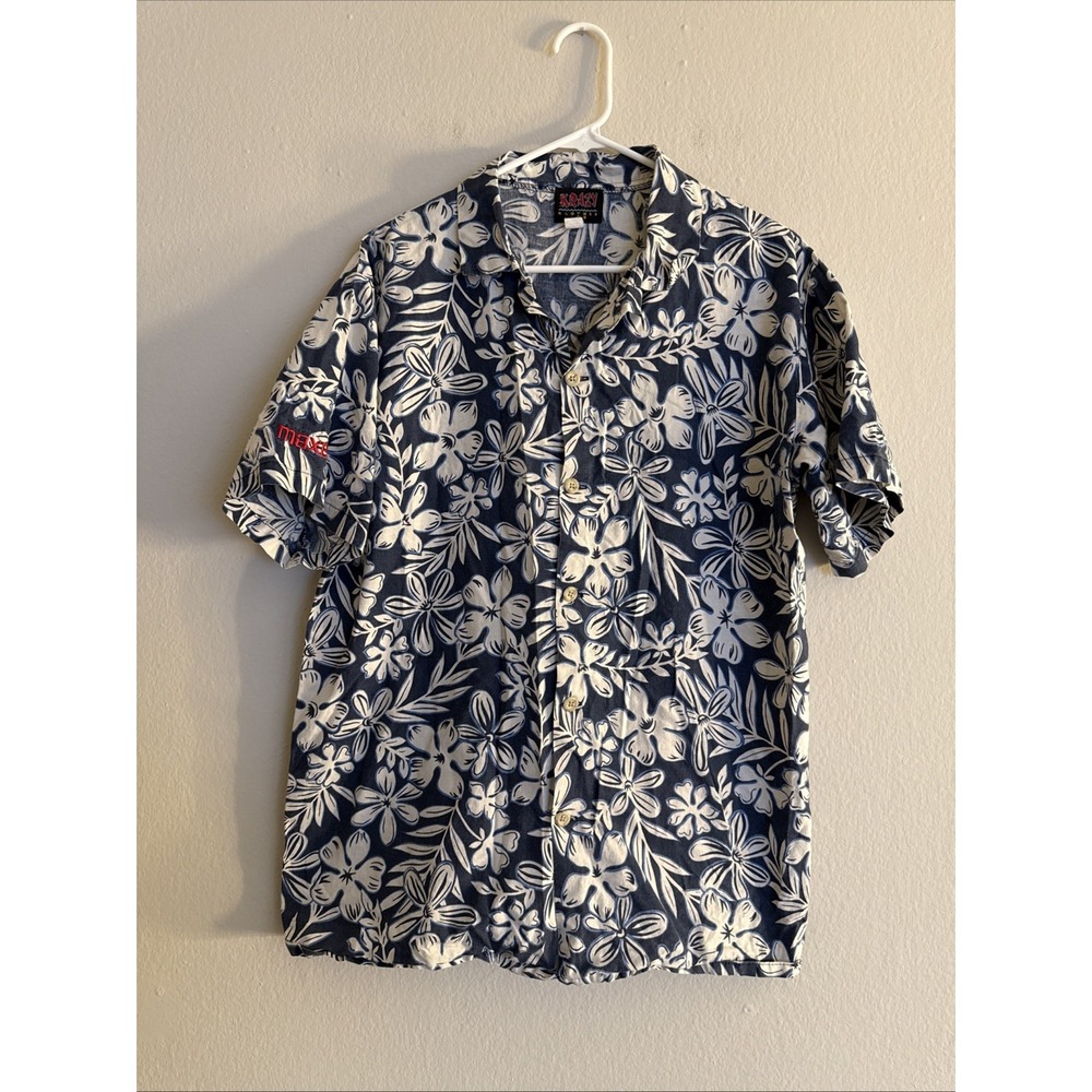 Krazy Klothes LTD Mens Aloha‎ Shirt S/ M Blue Hawaiian Button Front Pocket
